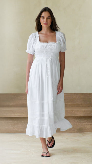 Stevie Dress In White – Maternity Friendly Dresses – NOMINO